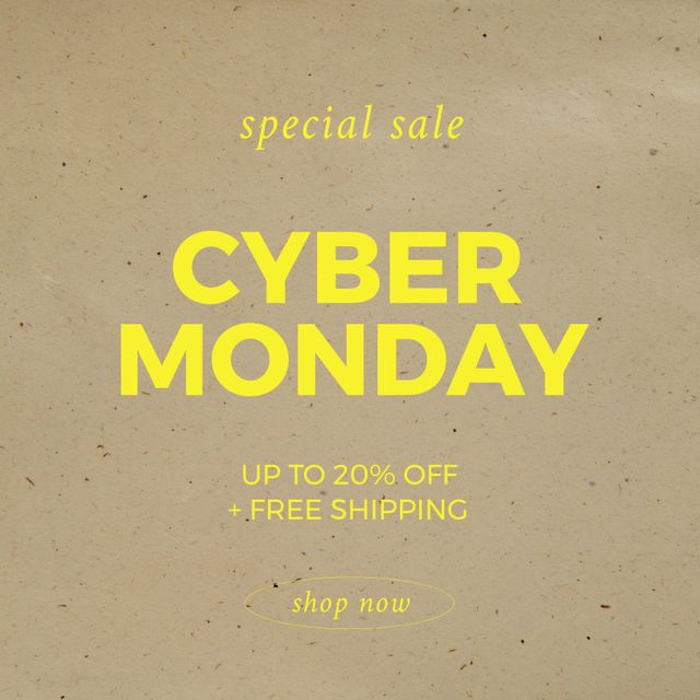 Image of cyber monday on beige background. Online shopping, sales, promotions, discount and cyber monday concept.