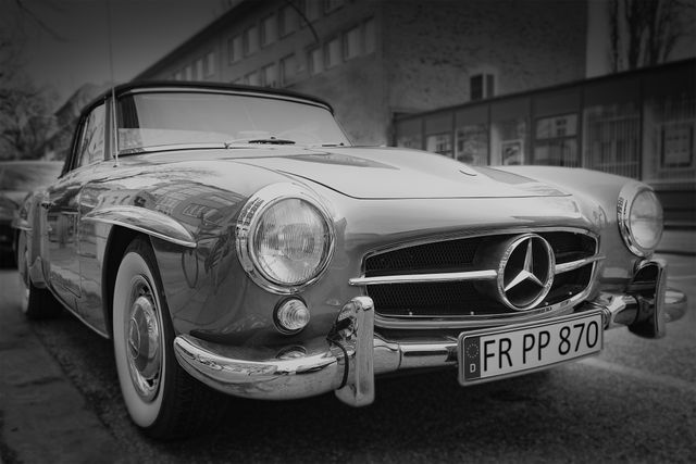 Grayscale Photography of Classic Mercedes Benz Car - Download Free Stock Photos Pikwizard.com