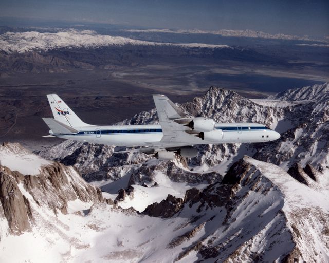 DC-8 Airborne Laboratory in flight over Mt. Whitney - Download Free Stock Photos Pikwizard.com