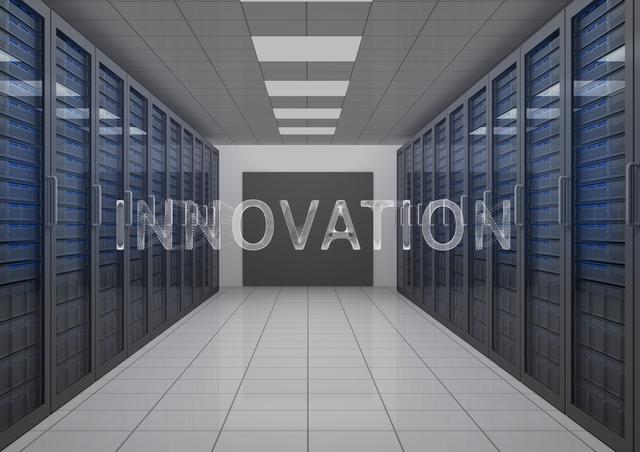 Text innovation and empty server room - Download Free Stock Photos Pikwizard.com