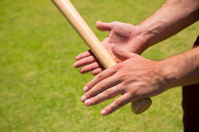 Cropped hands of player holding baseball bat - Download Free Stock Photos Pikwizard.com
