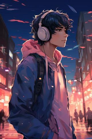 Download Anime Wallpaper Music Listening Royalty-Free Stock