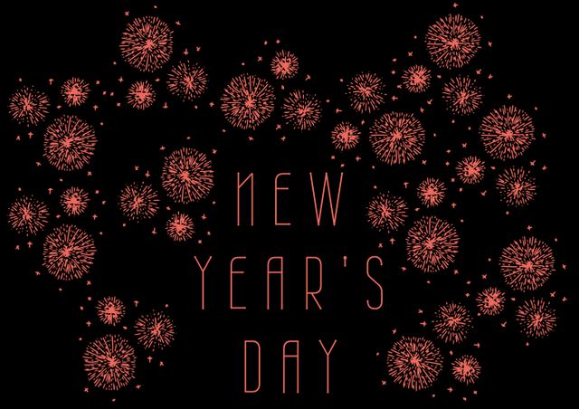 Digital composite image of new year's day text with fireworks against black background - Download Free Stock Photos Pikwizard.com