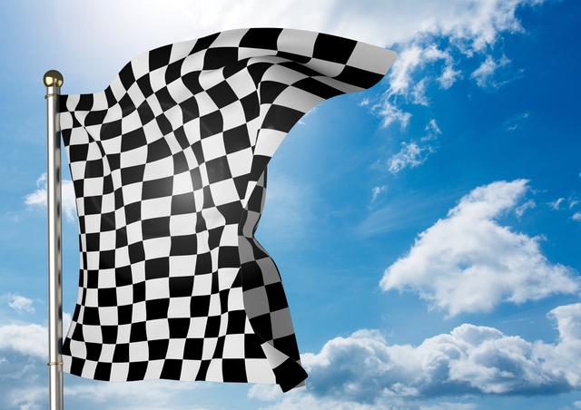 Checker flag flapping against sky - Download Free Stock Photos Pikwizard.com