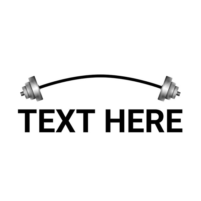 Composition of text here text with weight bar icon on white background. Sport, templates and background concept digitally generated image.