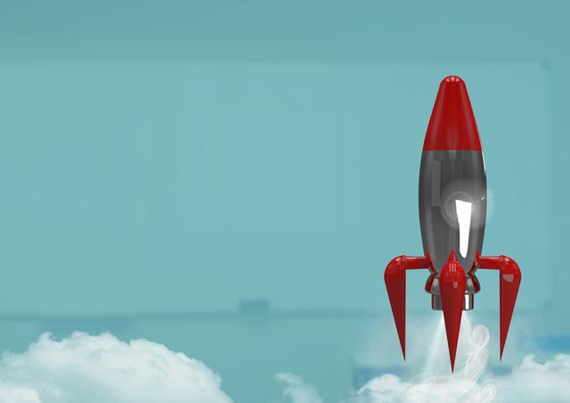 3D Rocket flying against blue background - Download Free Stock Photos Pikwizard.com
