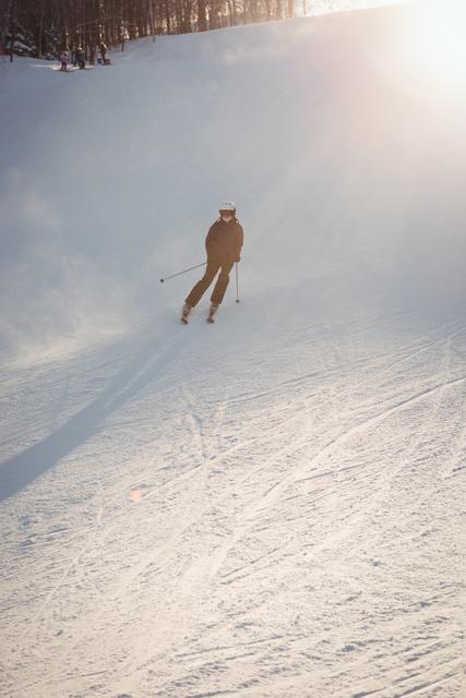 Skier skiing on the mountain slope - Download Free Stock Photos Pikwizard.com