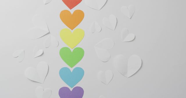 Image of colorful paper hearts lying on white background - Download Free Stock Photos Pikwizard.com