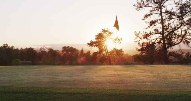 Image of golf field in summer at sunset - Download Free Stock Photos Pikwizard.com