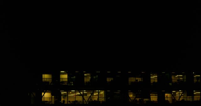 Exterior view of office at night 4K