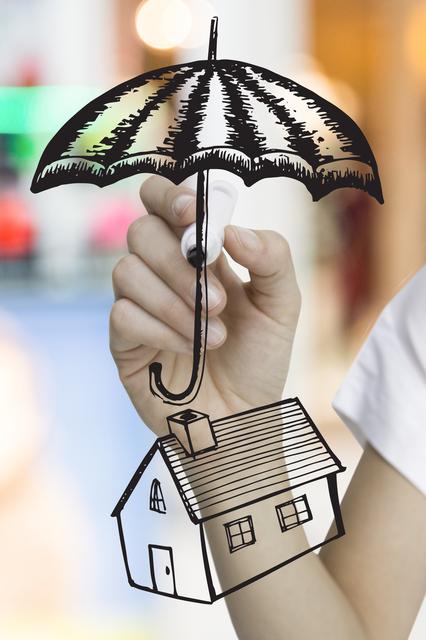 hand drawing umbrella over house graphic - Download Free Stock Photos Pikwizard.com