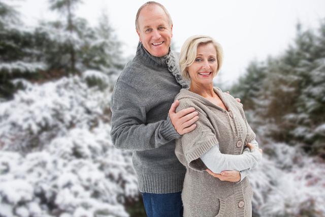 Romantic senior couple wearing sweaters during winter - Download Free Stock Photos Pikwizard.com